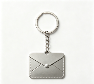 Porte-clés mousqueton en métal argenté avec logo personnalisé sérigraphié – Accessoire promotionnel - Product Image 1