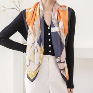 Écharpe carrée en twill uni pour femmes musulmanes, motif licorne imprimé, printemps été, 90x90cm - Product Image 5