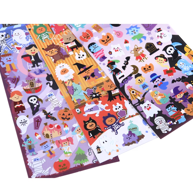 SHANLE оптовая продажа, милые наклейки из золотой фольги на Хэллоуин, индивидуальные наклейки, виниловые забавные декоративные наклейки из ПВХ для детей, Мультяшные наклейки для дневника
