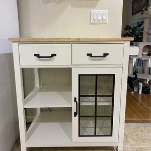 Chariot de cuisine en bois d'ingénierie charmant de 32 pouces avec espace de travail et porte-serviettes pour la préparation, le service et le rangement dans la cuisine, station à café idéale - Product Image 1