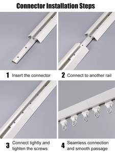 Ensemble de rails de rideaux en aluminium en forme de V autocollants pour plafond, rails et accessoires de qualité supérieure - Product Image 3