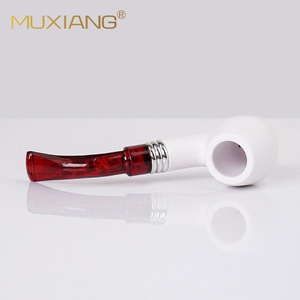 MUXIANG Wooden Smoking Pipe Bent Type Imitation Meerschaum Resin Bakelite Tobacco Pipe For Personal Gift - Product Image 3
