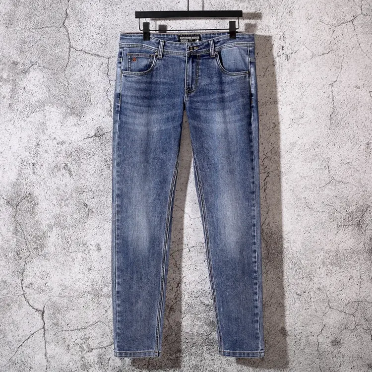 Venta al por mayor de fábrica de encargo barato tamaño 44 para hombre Jeans azul Ameri recto Shaping Jeans