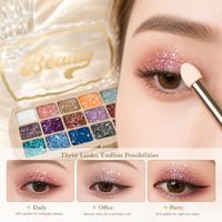 Palette de fards à paupières scintillants étoiles et lune, marque privée, brillance multidimensionnelle, logo sérigraphié