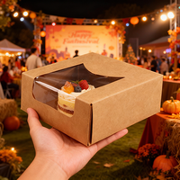 Boîte d'emballage alimentaire jetable en papier kraft vierge personnalisée avec logo imprimé et fenêtre pour gâteaux et beignets – Offre Spéciale