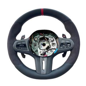 Convient pour <span class=keywords><strong>BMW</strong></span> Série 5 G30 G38 F90 G01 G02 F97 F98 G20 M3 M4 M5 M2 M6 M8 X6M <span class=keywords><strong>Volant</strong></span> en cuir en fibre de carbone - Product Image 1