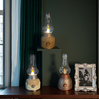 Lampe de table cloche en résine et verre pour salon, lumière LED, design peint à la main, veilleuse moderne métallique de Noël rechargeable