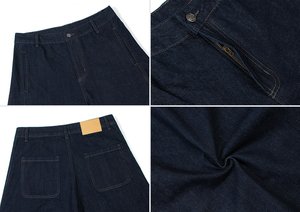 <span class=keywords><strong>Jeans</strong></span> Unisex Stile Americano <span class=keywords><strong>di</strong></span> Tendenza High Street a Taglio Curvo in Denim Grezzo Traspirante dalla Vestibilità Ampia <span class=keywords><strong>Pantaloni</strong></span> <span class=keywords><strong>Lunghi</strong></span> da Uomo a Tinta Unita - Product Image 4