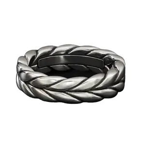 Jewelry Chevron Yourman Woven Band Ring Stainless Steel New for Men Design Silver 50 Trendy Opp Bag Environmental Friendly /