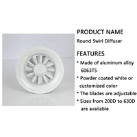Diffuseur rond à tourbillon pour plafond, buse de sortie d'air pour terminaux d'air conditionné HVAC