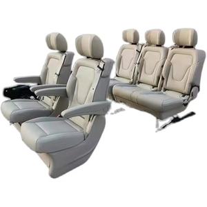 Sièges de voiture modifiés en <span class=keywords><strong>cuir</strong></span> pleine fleur beige et <span class=keywords><strong>noir</strong></span> sur mesure pour Mercedes Benz V260 V Class Sprinter Van, pour fourgons d'origine personnalisés - Product Image 6