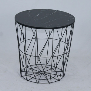 Ensemble de 3 tables basses rondes élégantes et modernes en fer <span class=keywords><strong>noir</strong></span>, MDF et métal <span class=keywords><strong>effet</strong></span> <span class=keywords><strong>marbre</strong></span> - Product Image 3