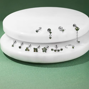 G23 Titane Boucle d'Oreille <span class=keywords><strong>Tragus</strong></span> Clou Fileté Internement avec Pierre Naturelle Anneau Labret Cartilage Hélix Piercing Bijou de Corps 16G - Product Image 2