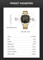 Jam Tangan Pria CURREN 8446 Tahan Air Kronograf Merek Fashion Baja Anti Karat Bisnis Olahraga Jam Tangan Pria