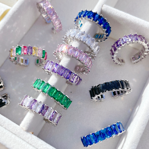 Juego de Anillos de Latón con Circonitas de Colores para Mujer, Regalo de Boda, Chapado en Oro de 18K y Rodio - Product Image 5