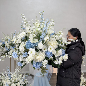 Arreglos de Rosas Artificiales de Seda Azul y Blanca de 70 cm de Alta Calidad, Venta al Por Mayor de Fábrica, Centro de Mesa de Flores Artificiales de Lujo - Product Image 2