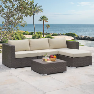 Canapé d'extérieur Fabricants <span class=keywords><strong>de</strong></span> Chine Canapé moderne en rotin pour patio Mobilier <span class=keywords><strong>de</strong></span> <span class=keywords><strong>jardin</strong></span> Canapé d'extérieur en forme <span class=keywords><strong>de</strong></span> L avec cadre en métal - Product Image 2