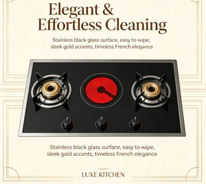 Table de cuisson encastrable élégante à <span class=keywords><strong>3</strong></span> brûleurs |    Gaz + Infrarouge, Verre Trempé, Caractéristiques de Sécurité pour les Cuisines Modernes - Product Image 3