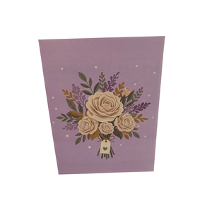Carte de vœux en papier avec bouquet de fleurs 3D écologique fait main, design élégant de roses pour les cadeaux d'anniversaire - Product Image 1