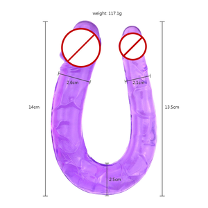 Kostenlose individuelle Schachtel - <span class=keywords><strong>U</strong></span>-Form Weichgel Doppel Dildos Vagina Analstöpsel künstlicher Penis Sex-Spielzeug Damen Homosexuelle Lesben Masturbator - Product Image 3