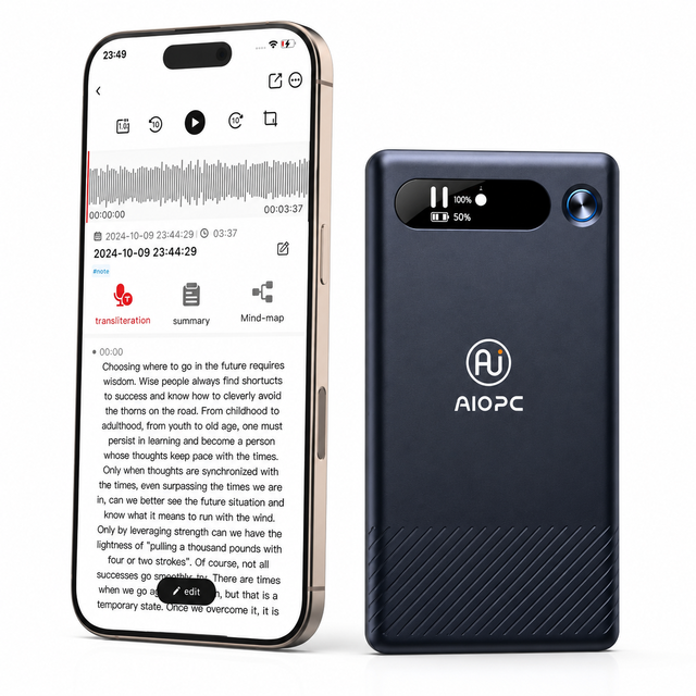 Smart AI Voice Recorder Mini Portable Digital Voice Recorder with Wireless Aluminum Alloy MP3 Format for Meeting Transcripts