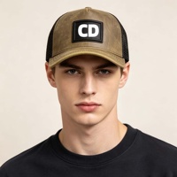 Casquette Trucker Unisexe Vintage avec Patch en Caoutchouc Lettres CD, Visière Courbée Classique, Réglable, Respirante, Protection Solaire