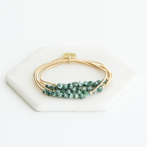 Natural Stone <strong>Agate</strong> Beaded Guitar <strong>String</strong> Bracelet Stacks,Stainless Steel Memory Spring Bracelets Set - Product Image 3