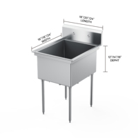 RVS 201/430 commerciële spoelbak op maat, gepolijste afwerking, antislip oppervlak, achterwand 1,2 mm