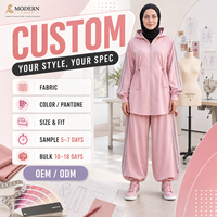 Ensemble de survêtement modeste pour femme, veste à capuche zippée, pantalon large, tenue de sport rayée, deux pièces, vêtements de sport personnalisés OEM