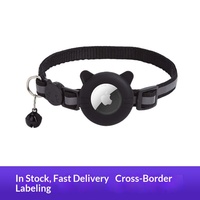 Collier de suivi pour chat d'extérieur avec clochette, compatible Airtag, réfléchissant, avec couvre-oreilles en silicone et laisse