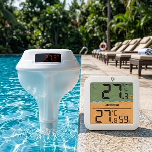 Thermomètre flottant sans fil à LED RVB à énergie solaire IP68 330ft CE à <span class=keywords><strong>distance</strong></span> Matériau plastique à usage domestique - Product Image 1