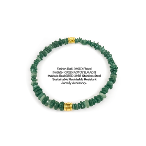 Fashion Beaded Bracelets Green Stone Gold Plated 316L Stainless Steel Sustainable Resistant Jewelry Accessory - Product Image 2