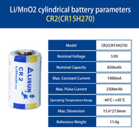 Batería cilíndrica de litio LISUN de alta energía CR2 3V 800mAh para control remoto de sensor inalámbrico
