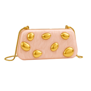 Bolso de noche de acrílico con diseño de cúpula para mujer, cartera brillante con efecto mármol, bolso de mano con cadena desmontable para salir de noche o ir a un cóctel - Product Image 4