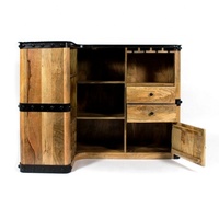 Comptoir de bar personnalisable en bois massif couleur bois naturel, style industriel moderne, mobilier commercial pour restaurants et usage domestique, ensemble de bar