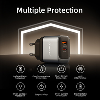Chargeur mural USB C mini 25W PD QC5.0, prise EU, portable, léger, adaptateur de charge rapide universel pour écouteurs, ordinateur portable