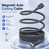 Câble USB-C vers USB-C magnétique tressé en nylon blindé 1M 240W USB 2.0 5A à charge rapide pour ordinateur portable OEM ODM