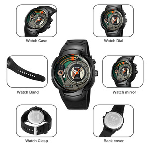 Reloj futurista para hombre con diseño de esqueleto redondo, resistente al agua hasta 30M, reloj de pulsera de cuarzo con correa de silicona. - Product Image 2