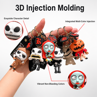 Индивидуальный брелок-фигурка на Хэллоуин: мультяшный персонаж, 3D-дизайн из мягкого ПВХ, круглый резиновый держатель для ключей