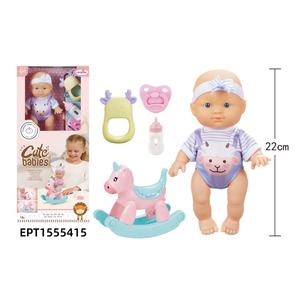 Ensemble de <span class=keywords><strong>poupée</strong></span> bébé EPT 22 cm avec cheval à bascule, adorable <span class=keywords><strong>poupée</strong></span> nouveau-né avec biberon, sucette et anneau de dentition pour fille - Product Image 4