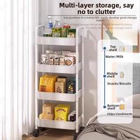 Chariot de rangement multi-niveaux à roulettes avec poignée détachable, design moderne, écologique et imperméable pour l'organisation de la maison et de la cuisine