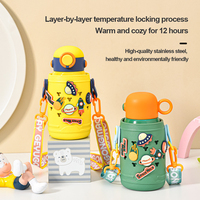 Gourde pour enfants Astronaut, tasse à trois couvercles, acier inoxydable 316, haute valeur esthétique, gourde à paille pour étudiants, 500 ml
