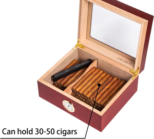 Caja <span class=keywords><strong>de</strong></span> Madera <span class=keywords><strong>de</strong></span> <span class=keywords><strong>Cedro</strong></span> <span class=keywords><strong>de</strong></span> Alta Gama para Cigarros con Higrómetro, Humidificador y Técnica <span class=keywords><strong>de</strong></span> Lacado - Product Image 5