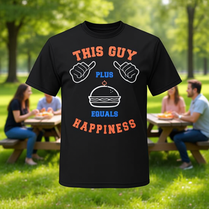 T-shirt promotionnel « This Guy » : Le concept du bonheur culinaire avec cheeseburger et bacon burger - Product Image 3