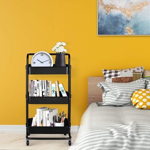3 Tiers Height Adjustable <strong>Storage</strong> Rack Trolley Sturdy <strong>Slim</strong> Rolling Trolley with Wheels for Kitchen <strong>Storage</strong> - Product Image 5