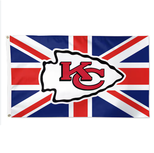 Custom <strong>Kansas</strong> City Chiefs Flag with British Flag Design Suitable for <strong>Kansas</strong> City Basketball and Football Team Flags - Product Image 1