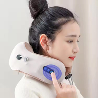 Oreiller de massage chauffant en forme de U pour le cou avec 4 boutons pour les voyages, la voiture et la maison