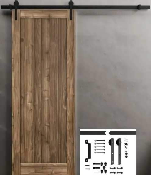 Partisi pintu kayu jadi komposit Interior geser papan pintu gudang lempeng dengan Kit perangkat keras