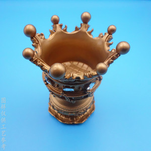 Porte-stylo en alliage de zinc, modèle couronne, ornement en métal doré, décoration de bureau, boîte de rangement pour papeterie - Product Image 4