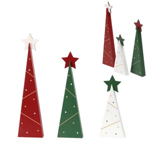 Juego de árboles de Navidad de madera, decoración de escritorio en miniatura, adorno artesanal de tres piezas, decoración navideña para mesa - Product Image 5